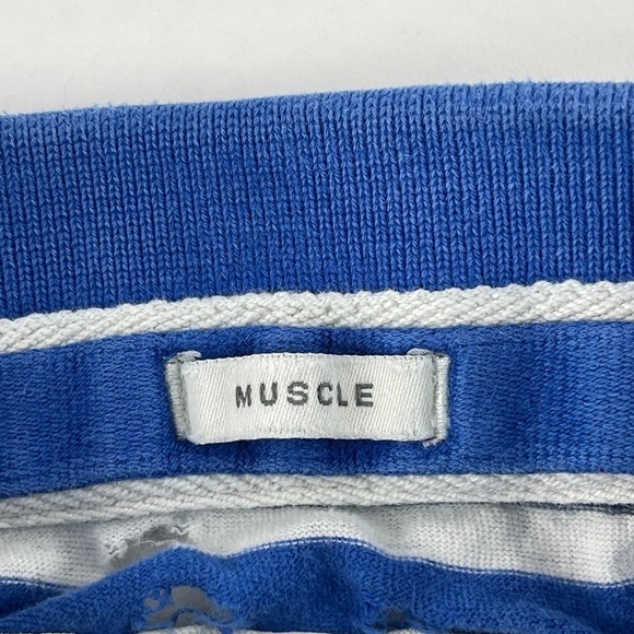 Abercrombie & Fitch Polo Boys Medium Muscle Blue Striped Short Sleeve - Picture 2 of 10